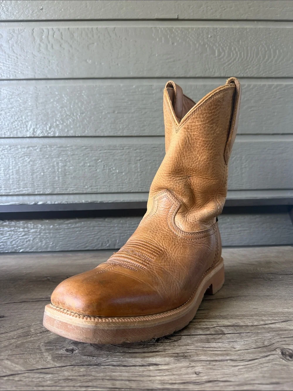 Tecovas Men’s The Rugged Square Toe Western Tan Leather Work Boots size 9D